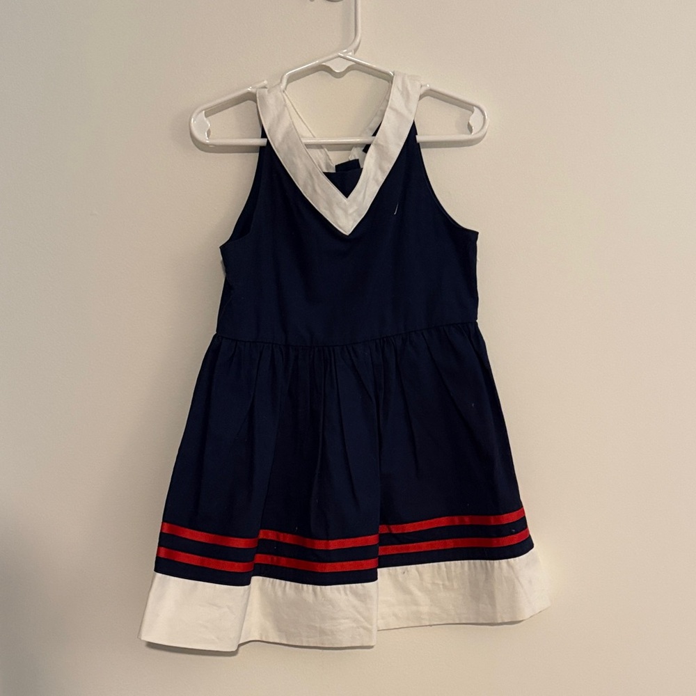 Nautica Navy Dress with Red Stripes and White Trim